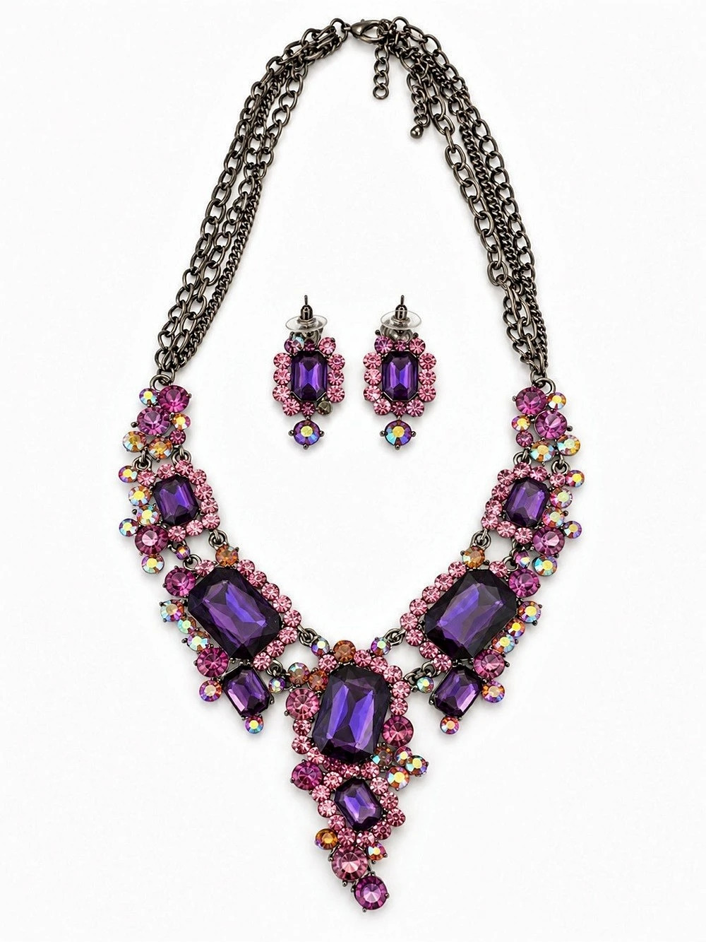Matching Earrings + Necklace crystal set